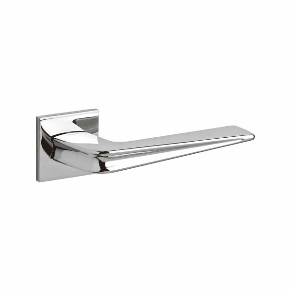 polished chrome lever handle on square rose