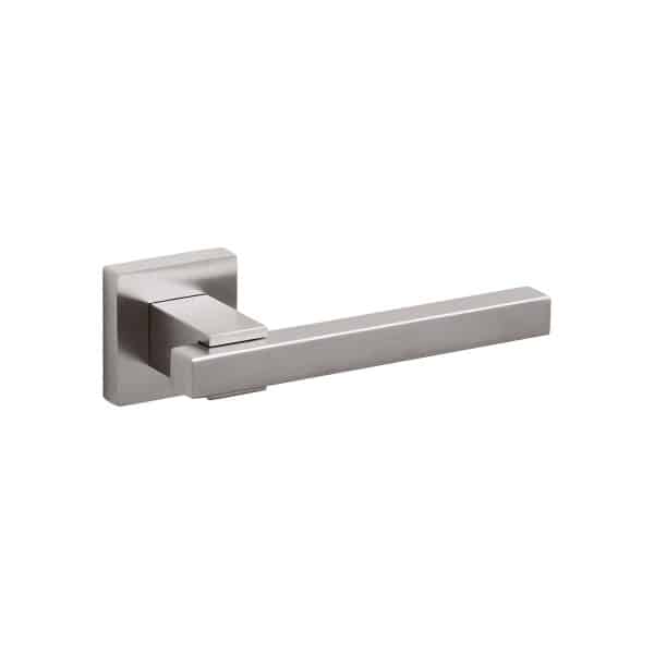 brushed stainless steel lever handle on square rose olivari