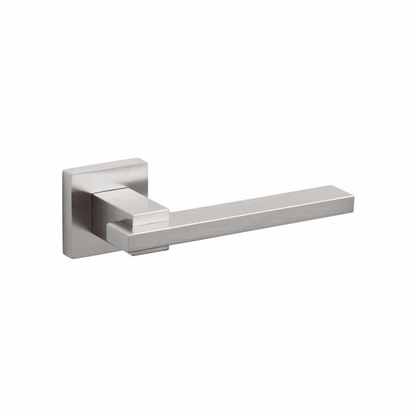 brushed stainless steel lever handle on square rose olivari