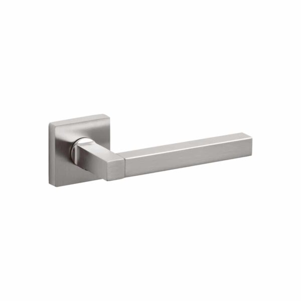 super stainless steel lever handle on square rose olivari