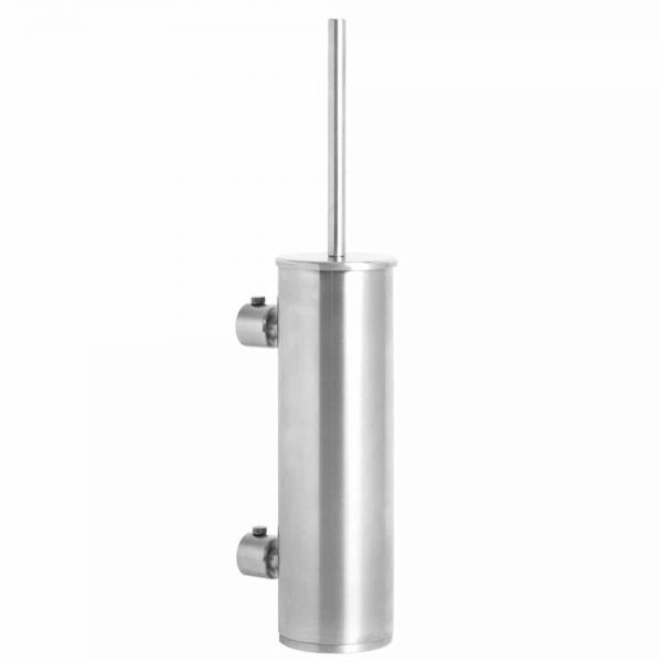 Brushed stainless steel wall mounted tall round toilet brush