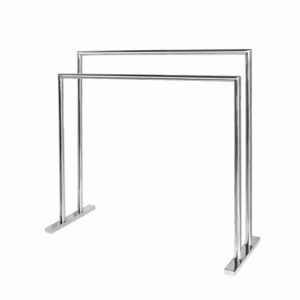 Polished stainless steel freestanding double towel rail Handles Inc