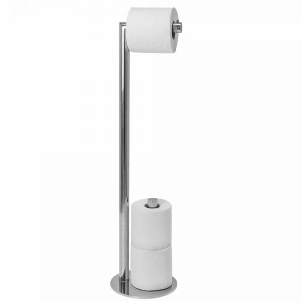 Polished stainless steel freestanding spare toilet roll holder Handles Inc