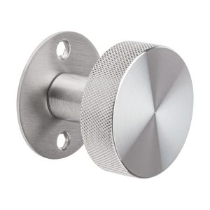 brushed stainless steel knurled door knob handles inc