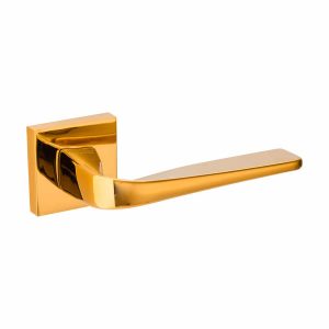 polished gold lever handle on square rose handles inc