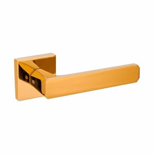 polished gold lever handle on square rose handles inc