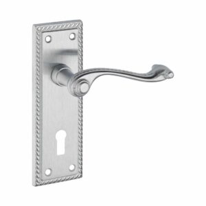 satin chrome lever handle on backplate handles inc