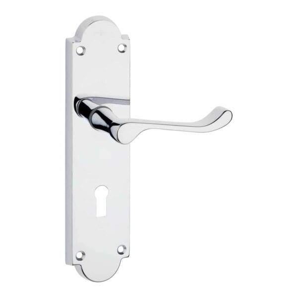 polished chrome lever handle on backplate handles inc